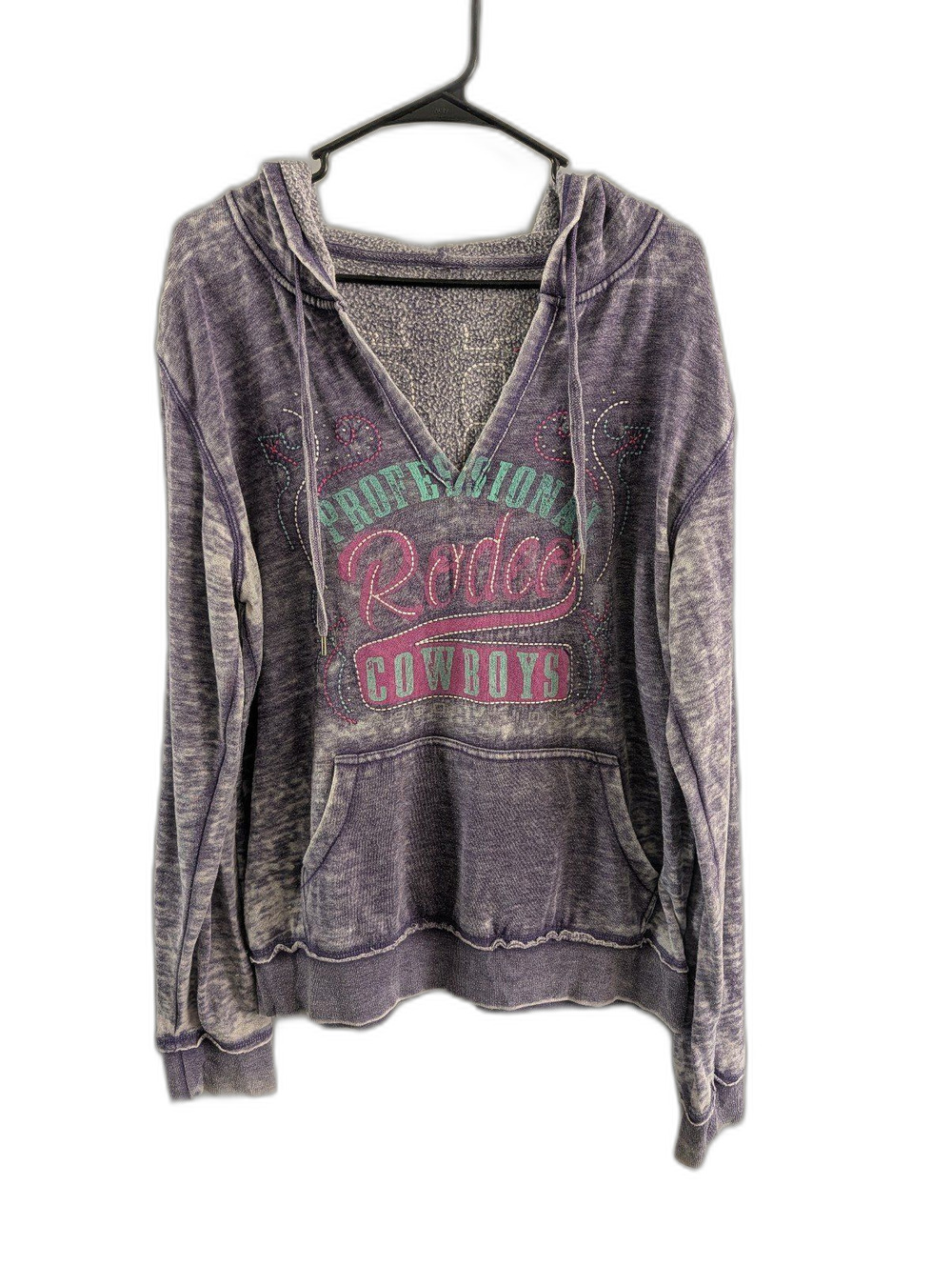 PRCA Purple Burnout Hoodie Embroidered Embellished Graphics Size Large Y2K